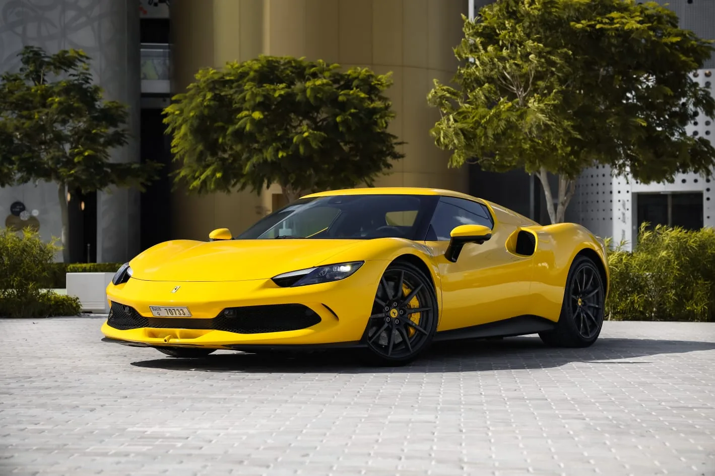 Ferrari 296 GTB (yellow) rental Dubai