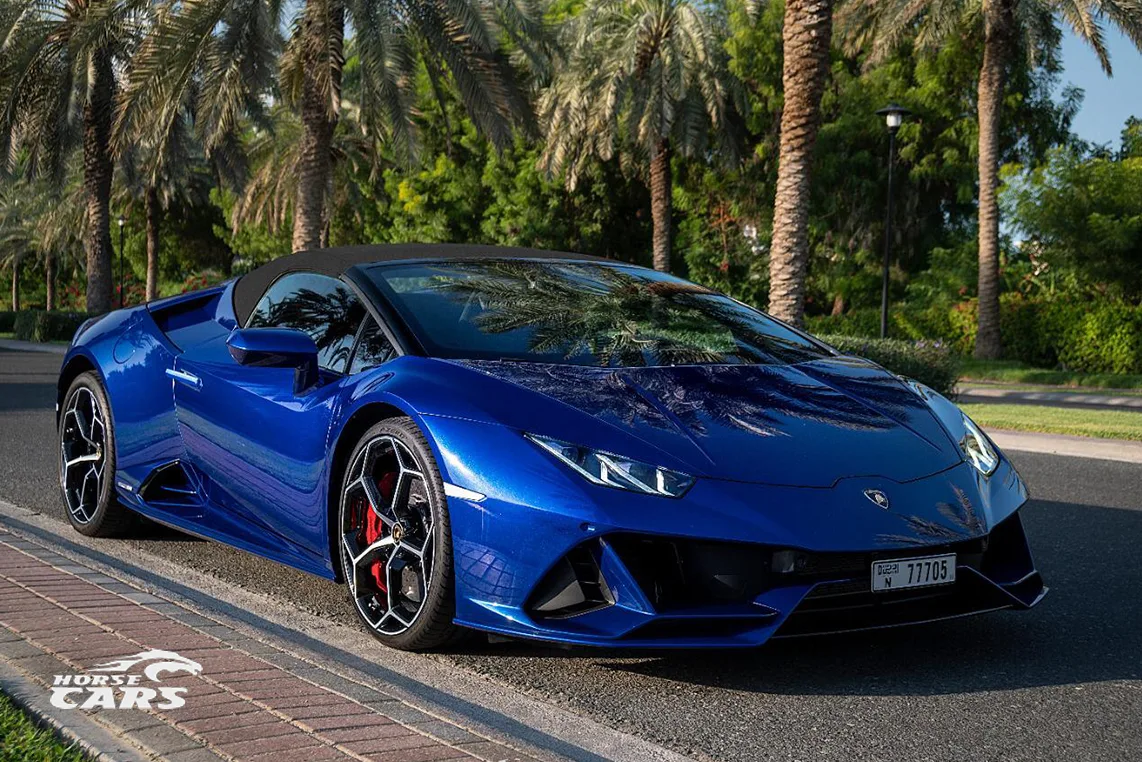 Lamborghini Huracán EVO Spyder (blue) rental Dubai