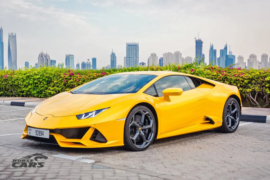 Lamborghini Huracán EVO (yellow) rental Dubai